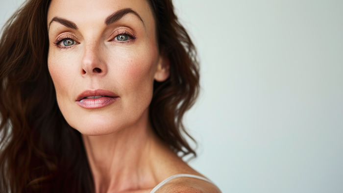 Portrait of a Mature Brunette Woman with Captivating Eyes